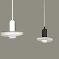 Modern Pendant Lights With White Black Metal Base And Transparent Glass Shade