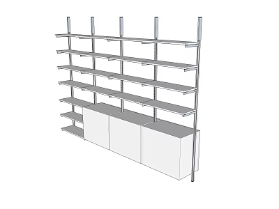Modern Bookcase Design with Multiple Open Shelves and Lower Cabinet Doors 3d model