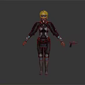 Advanced Futuristic Female Character In Tactical Tech Armor With Blue Accents And Handgun