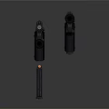 Black Tactical Pistols With Silencers And Ergonomic Grips On Dark Background