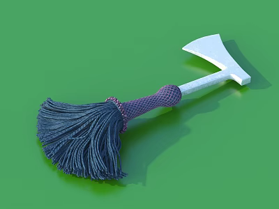 Practical Hardware Tool Axe With Purple Tassel Handle And White Blade 3d model