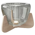 Modern Illuminated Table Lamp With Transparent Glass Shade And Wooden Stand