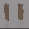 Beige Swing Door Components With Structural Design And Hardware Details 3d model