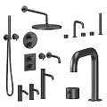 Modern Black Bathroom Faucet Collection With Shower Head Handles And Control Panels