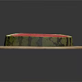Sliced Watermelon With Red Flesh Black Seeds Green Rind On Wooden Plate Gray Background