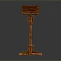Carved Wooden Pedestal Stand With Square Top And Intricate Design Details