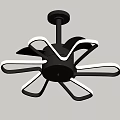 Modern Black Leaf Shaped Chandelier With Illuminated LED Strips And Minimalist Design
