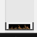 Modern Built in Fireplace With Flames In Light Colored Cabinetry Interior Design 3d model