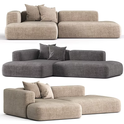 Modern Three Seater Sofa With Minimalist Design Neutral Tones And Soft Cushions 3d model