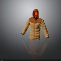 Hooded Two Tone Jacket With Orange And Beige Design And Red Zipper For Casual Wear