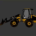 Yellow And Black JCB Loader Functional Vehicle With Front Bucket Large Tires And Cab