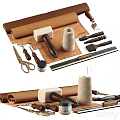 Leather Craft Tools Including Scissors Mallet And Thread