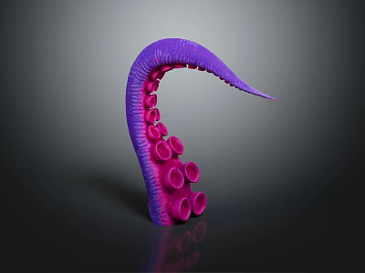 Vibrant Purple Pink Marine Animal Tentacle With Suction Cups And Smooth Surface Design 3d model