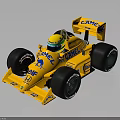 Yellow LOTUS Racing Car With CARMEL ELF Sponsor Logos And Large Tires