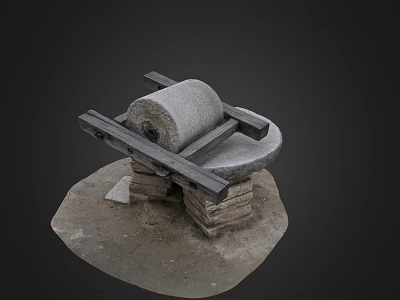 Traditional Stone Mill With Wooden Frame Stone Base and Ancient Grinding Tool 3d model Traditional Stone Mill With Wooden Frame Stone Base and Ancient Grinding Tool 3d model
