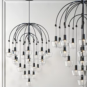 Industrial LOFT chandelier multi-head chandelier 3d model