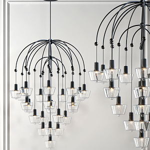 Industrial LOFT chandelier multi-head chandelier 3d model