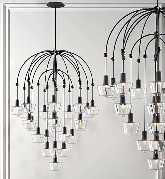 Industrial LOFT chandelier multi-head chandelier 3d model