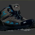 Gray And Blue Outdoor Boots With BIL Logo Thick Sole And Blue Laces