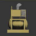 Yellow Industrial Equipment With Cabinets Circular Tanks And Connecting Pipes On Platform