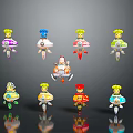 Colorful Cartoon Characters With Flying Vehicles And Main Pilot Figure 3d model