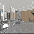 Modern Spacious Beauty Hair Salon Interior With Salon Chairs Sofa Mirrors And Plants