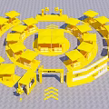 Bright Yellow Interactive Zone With Playful Cartoon Balloons And Display Stands