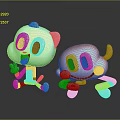 Colorful Shiny Blue And Red Cartoon Characters With Big Eyes Toy Figures