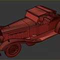 Red Vintage Convertible Car With Black Top Classic Design And Retro Style