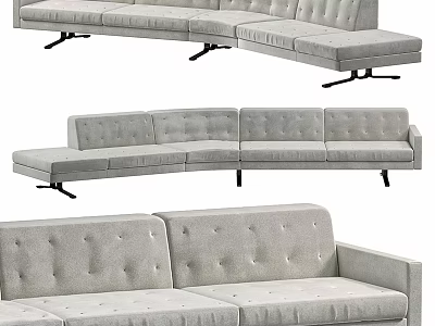 Light Gray Tufted Sectional Sofa With Modular Design For Living Room 3d model