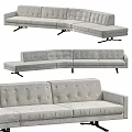 Light Gray Tufted Sectional Sofa With Modular Design For Living Room 3d model