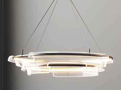 Modern Chandelier with Circular Acrylic Rings and Metal Frame and LED Lighting for Interior Spaces 3d model