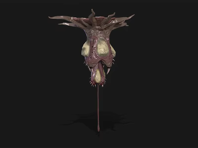 Detailed 3D Fantasy Creature Model With Spiked Tentacles And Purple White Features 3d model