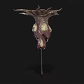 Detailed 3D Fantasy Creature Model With Spiked Tentacles And Purple White Features