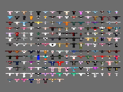 Assorted Colorful T Shirts With Various Styles And Designs Collection 3d model