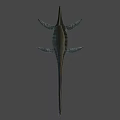 Long Neck Marine Reptile 3D Model With Sharp Teeth On Green Background 3d model