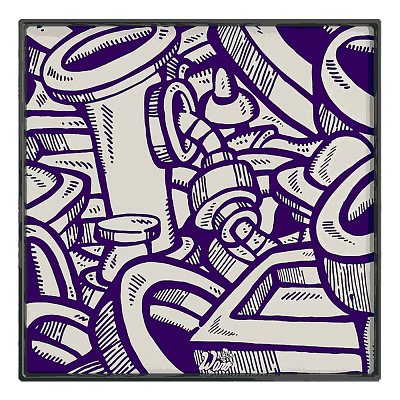 Intricate Abstract Painting With Intertwined Geometric Lines And Mechanical Shapes In Hand Drawn Style 3d model