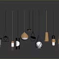 Modern Pendant Light Combinations With Various Geometric Shapes And Metallic Finishes