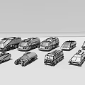 Diverse Green Military Car Models With Various Transport Designs And Shapes