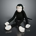 Plush Monkey Doll With Black Body White Face Hands And Feet Sitting Position