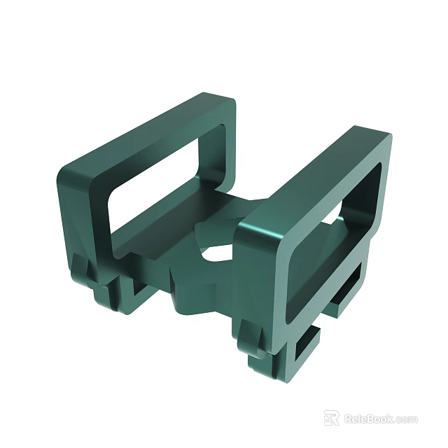 Durable Green Metal Mechanical Bracket With Rectangular Frame And Holes 3d model 