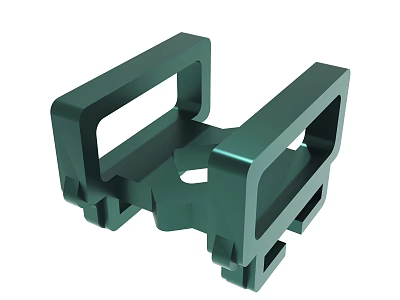 Durable Green Metal Mechanical Bracket With Rectangular Frame And Holes 3d model