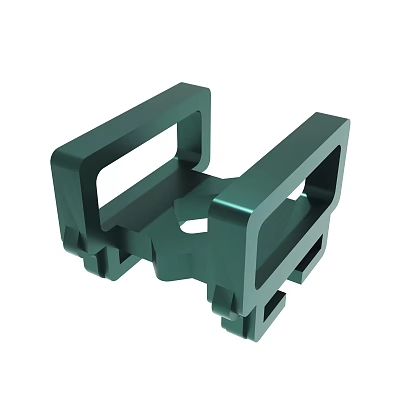 Durable Green Metal Mechanical Bracket With Rectangular Frame And Holes 3d model