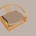 Wooden Leisure Chair With Curved Armrests Yellow Accents And Light Gray Padded Seat