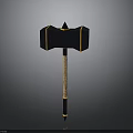 Black And Yellow Geometric Head Hammer With Wooden Handle And Spiked Top