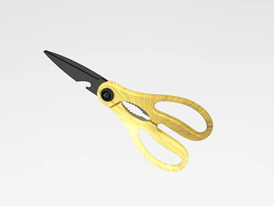 Industrial Scissors With Golden Handle And Black Blade For Precision Cutting 3d model
