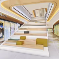 Modern Shopping Mall Lobby With Colorful Staircase Storage Cabinets And Marble Floor