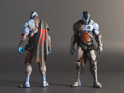 Modern Game Character Cartoon Character Robot Fortress Night 3d model