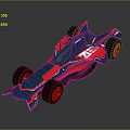 Concept Race Car With Blue Pink Body Streamlined Design Red Rims And Number 25