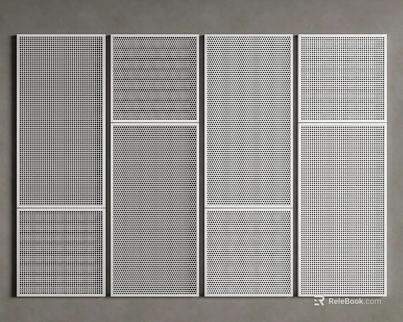 Four Decorative Panels With Various Grid Patterns For Interior Decoration 3d model